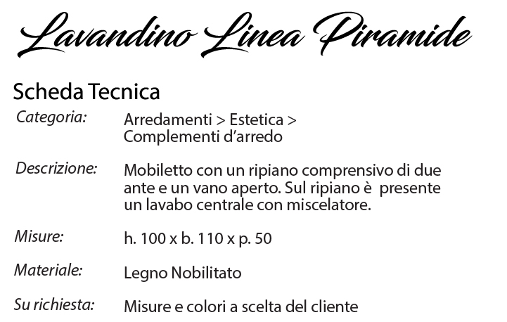 scheda tecnica lavandino piramide