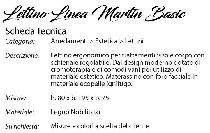 scheda tecnica lettino martin