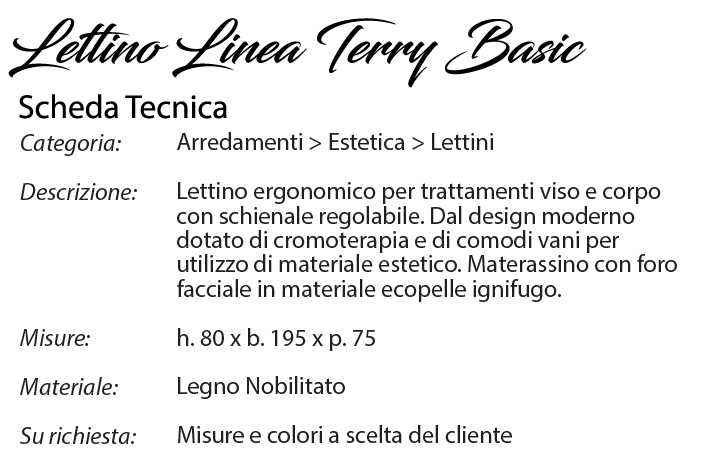 scheda tecnica lettino terry