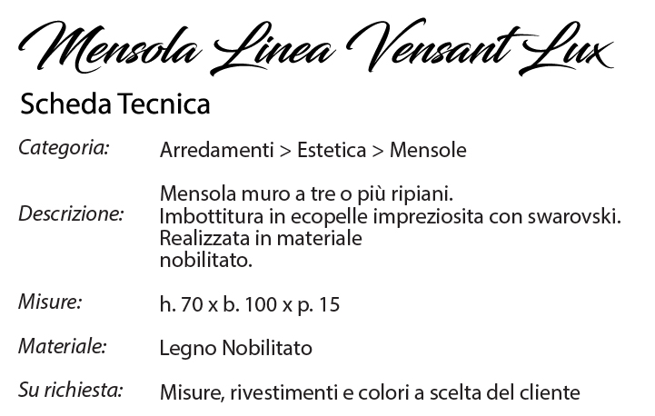 Scheda Tecnica Mensola Vensant Lux - Lux Design